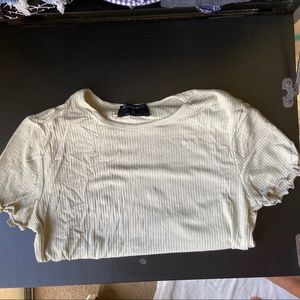 Green/beige lettuce trim shirt